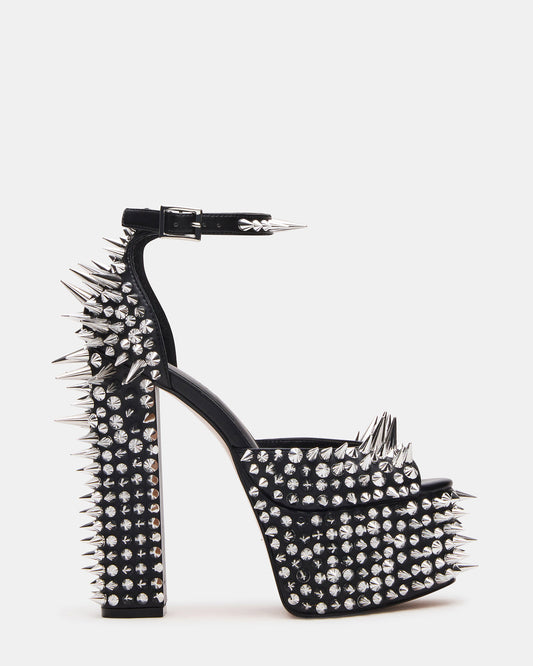 PUNK Black Platform Moto Block Heel Women's Heel - Steve Madden