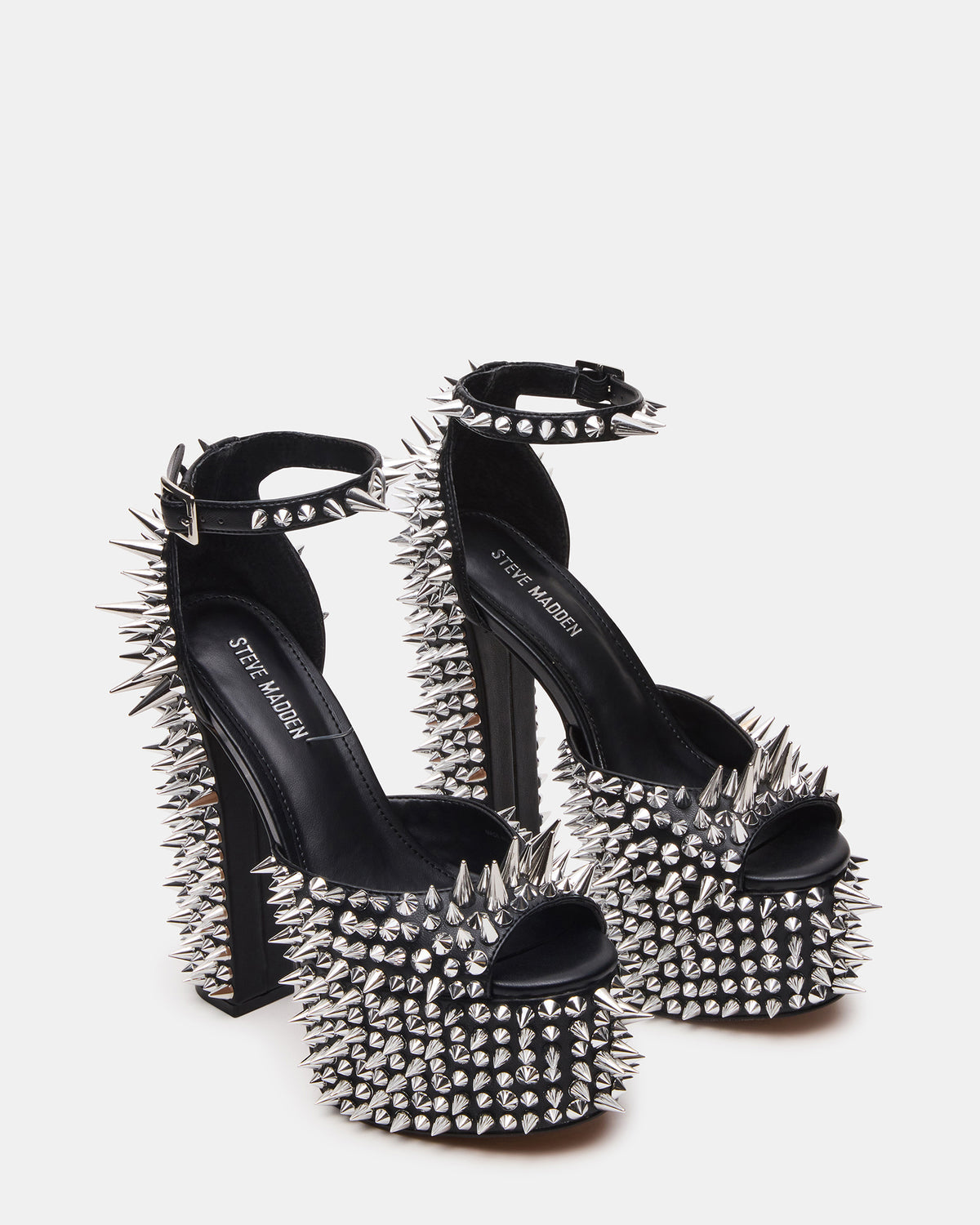 PUNK Black Platform Moto Block Heel Women's Heel - Steve Madden
