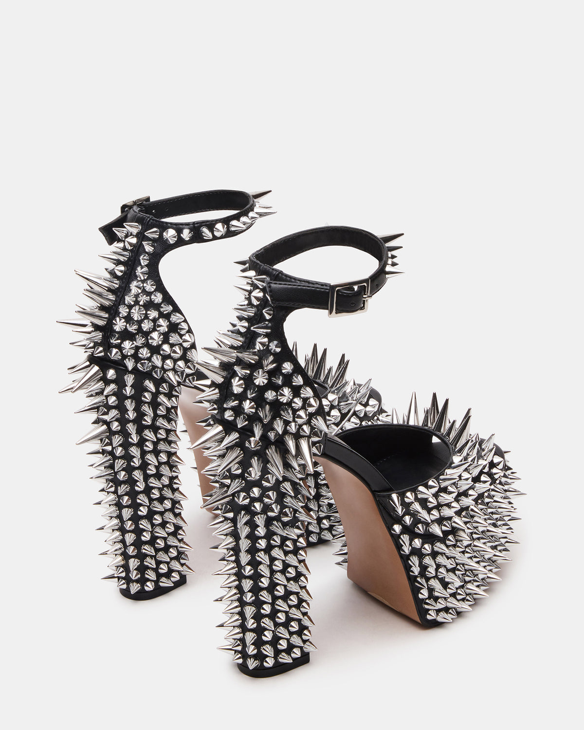 PUNK Black Platform Moto Block Heel Women's Heel - Steve Madden