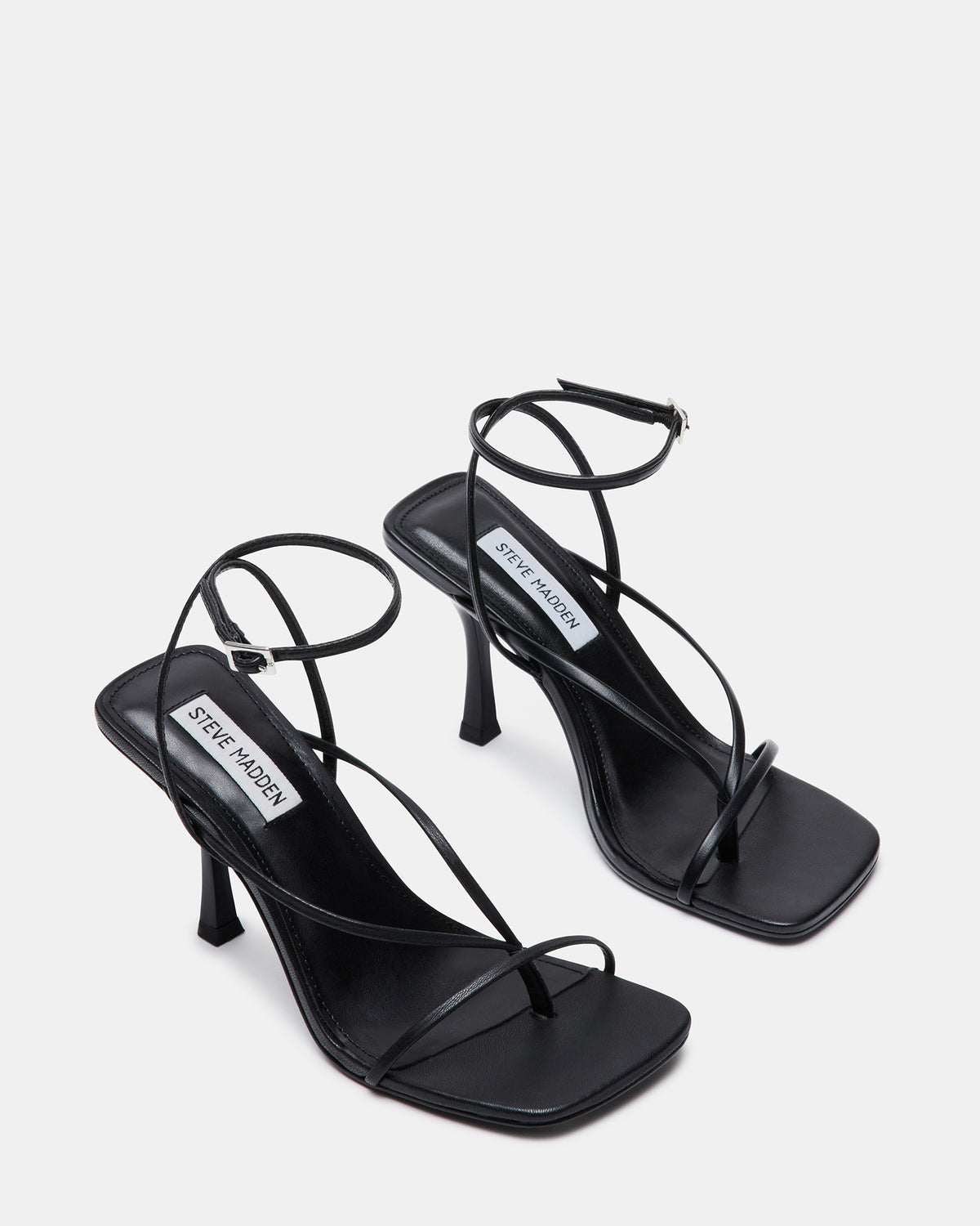 ANNIE Black Women's Strappy Square Toe Heel - Steve Madden