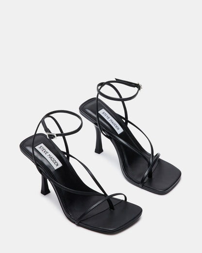 ANNIE Black Women's Strappy Square Toe Heel - Steve Madden