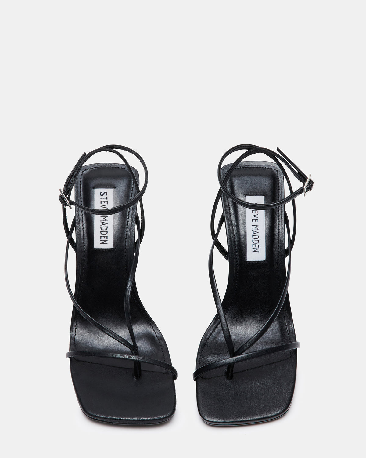 ANNIE Black Women's Strappy Square Toe Heel - Steve Madden