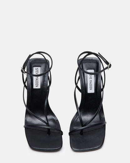 ANNIE Black Women's Strappy Square Toe Heel - Steve Madden
