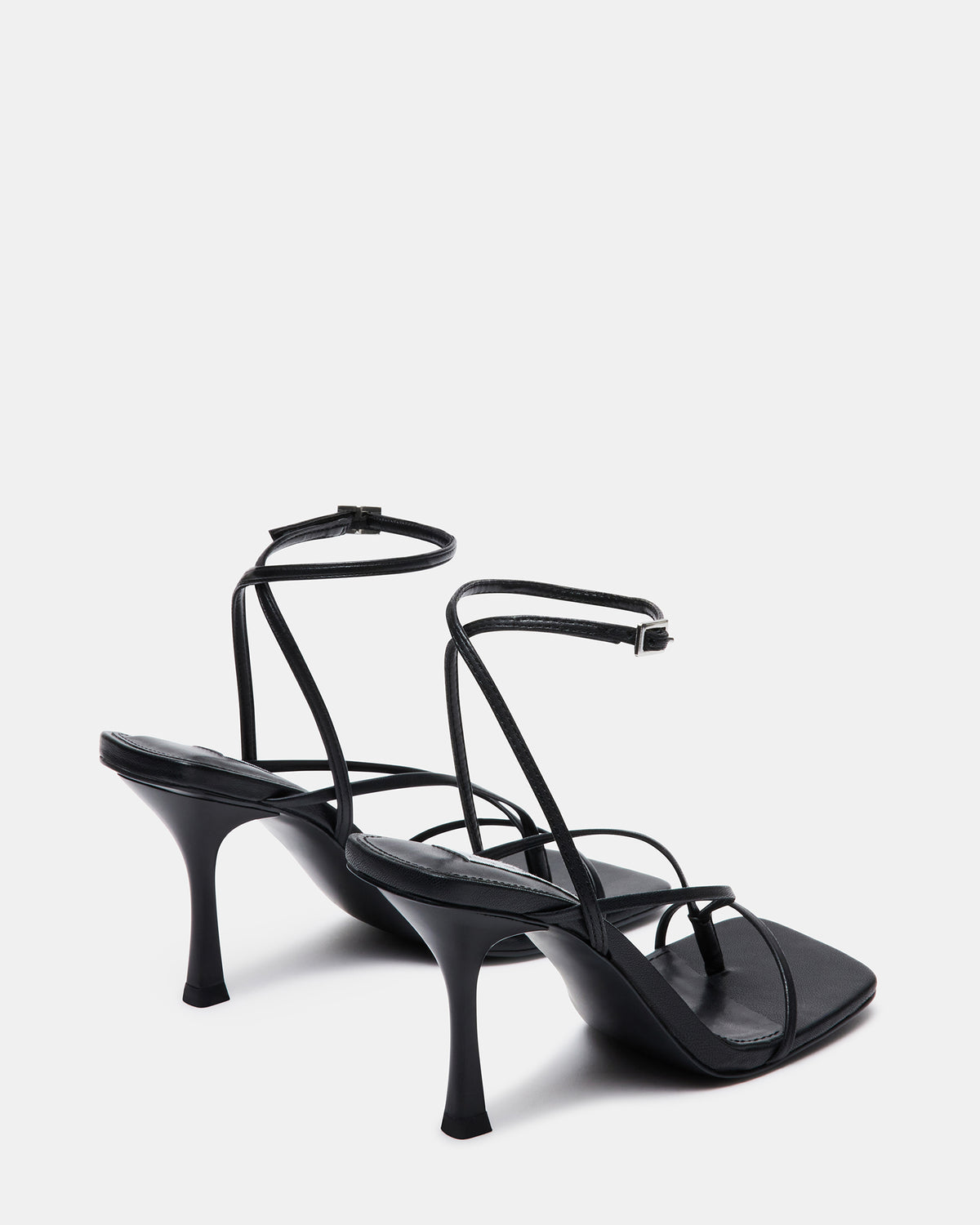 ANNIE Black Women's Strappy Square Toe Heel - Steve Madden