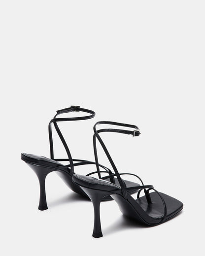 ANNIE Black Women's Strappy Square Toe Heel - Steve Madden