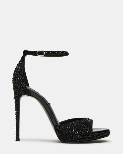 WILEY Black Rhinestone Women's Open Toe Stiletto Heel - Steve Madden