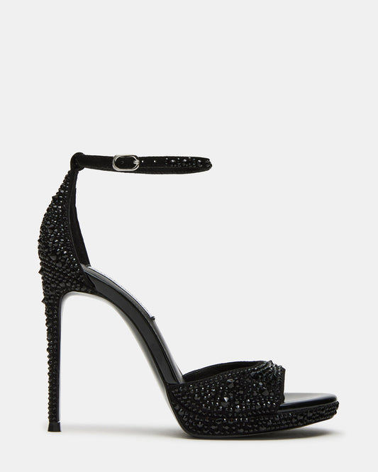 WILEY Black Rhinestone Women's Open Toe Stiletto Heel - Steve Madden