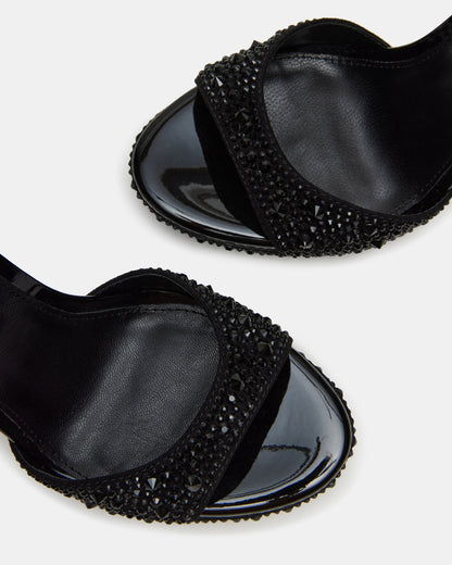 WILEY Black Rhinestone Women's Open Toe Stiletto Heel - Steve Madden