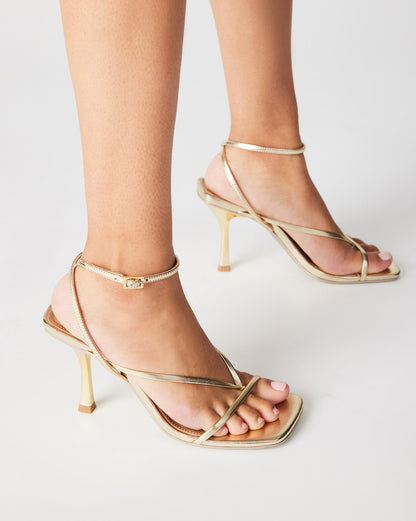 ANNIE Champagne Women's Strappy Square Toe Heel - Steve Madden