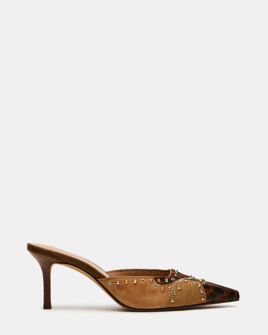 ALEXI Leopard Multi Studs Pointed-Toe Mule Women's Heel - Steve Madden