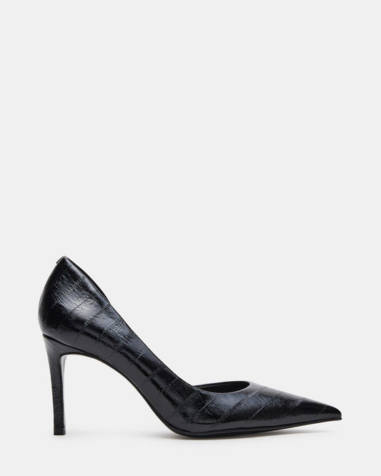 NULA Black Eel Pointed-Toe Stiletto Pump Women's Heel - Steve Madden