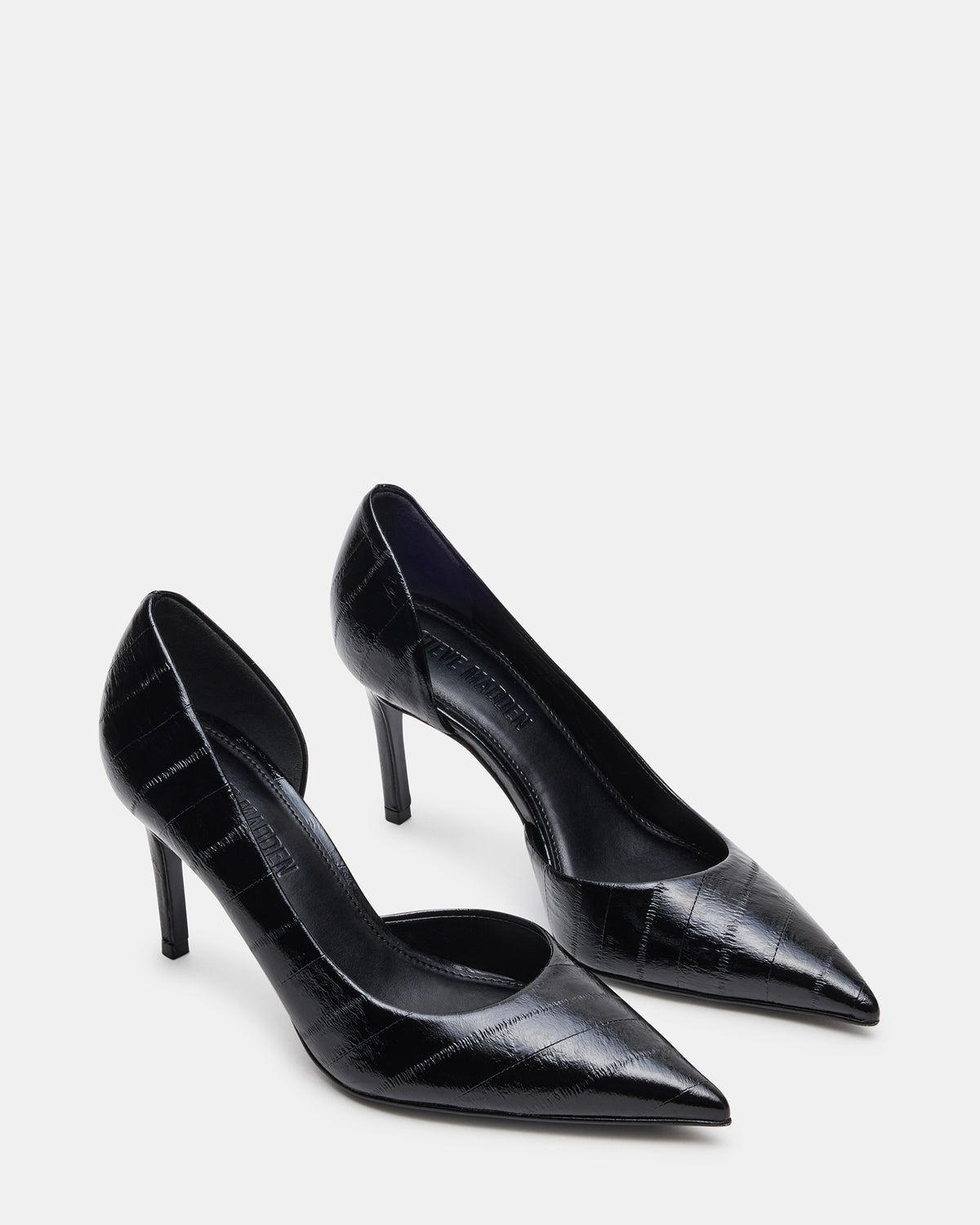 NULA Black Eel Pointed-Toe Stiletto Pump Women's Heel - Steve Madden