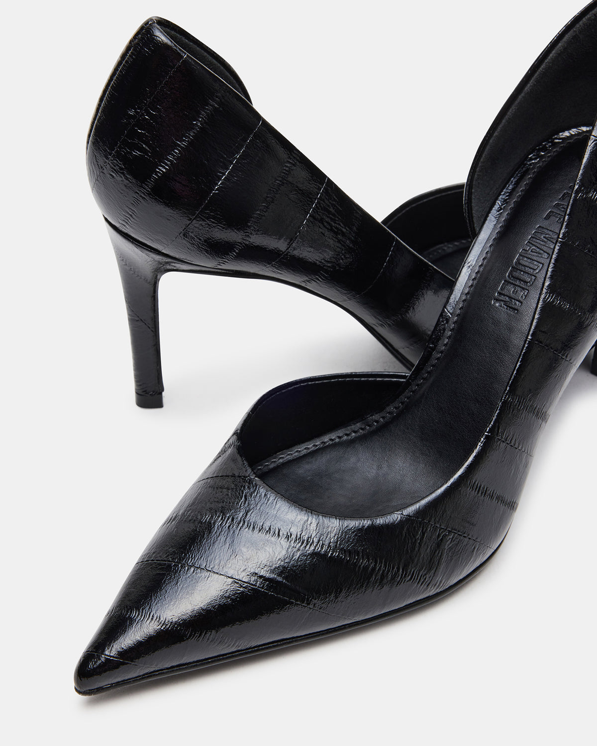 NULA Black Eel Pointed-Toe Stiletto Pump Women's Heel - Steve Madden