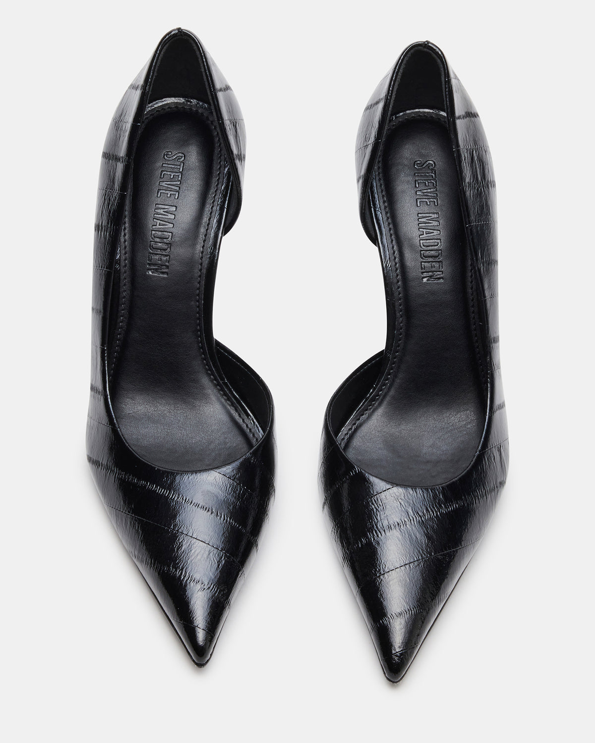 NULA Black Eel Pointed-Toe Stiletto Pump Women's Heel - Steve Madden