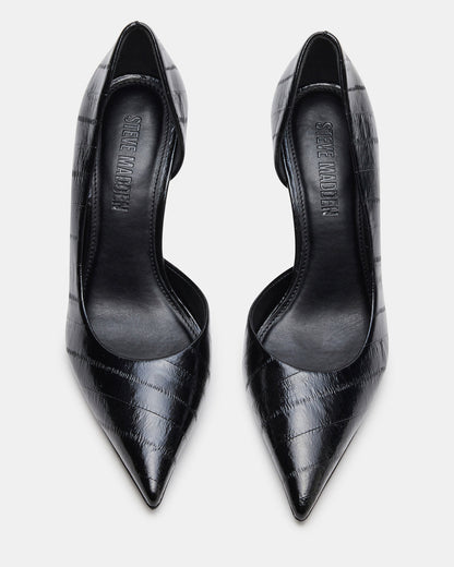 NULA Black Eel Pointed-Toe Stiletto Pump Women's Heel - Steve Madden