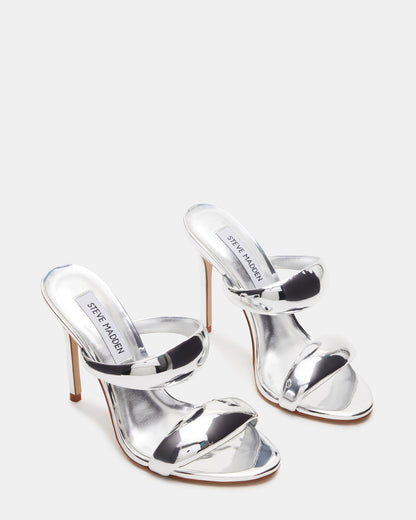 SATURN Silver Stiletto Mule Women's Heel - Steve Madden