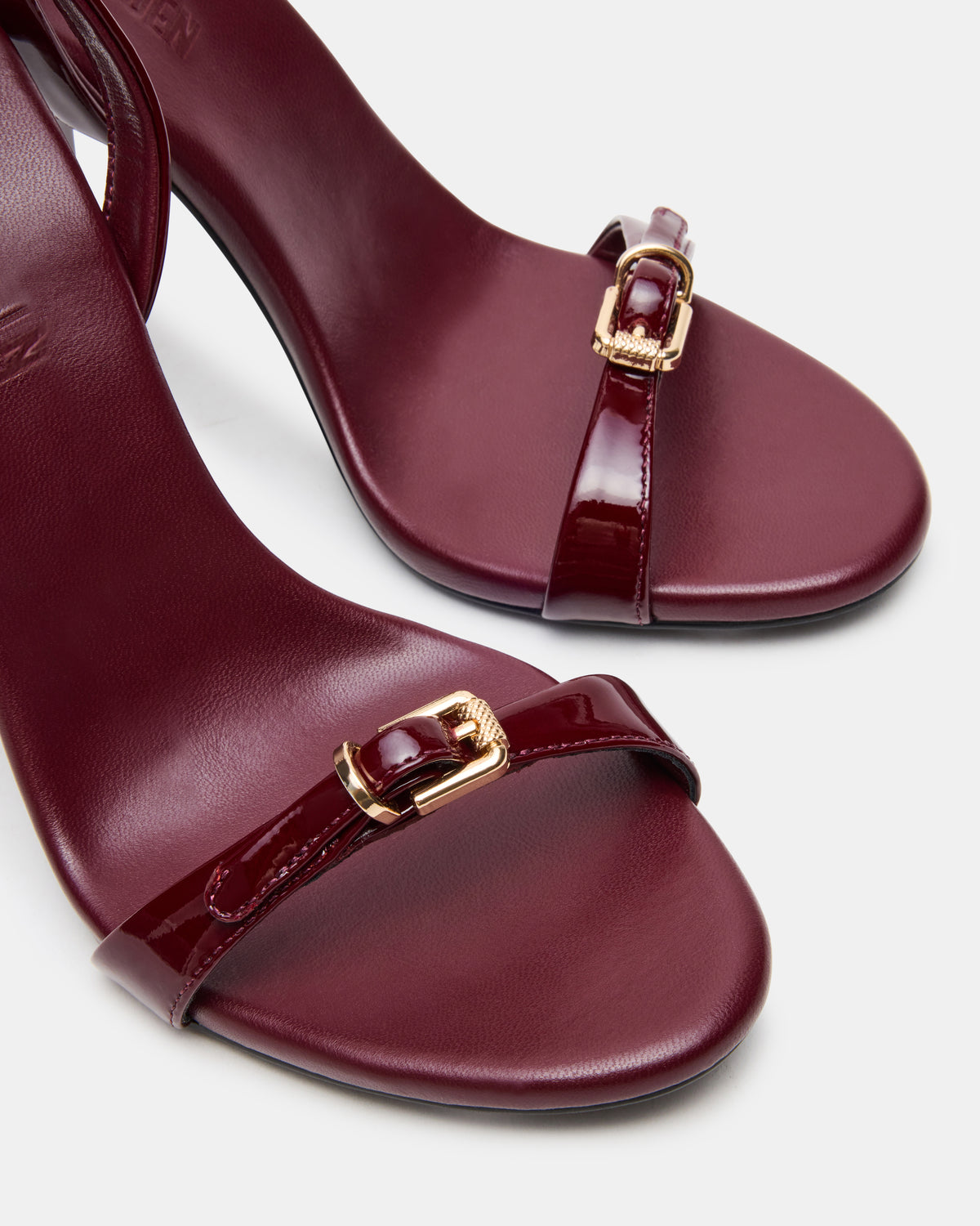FOXX Burgundy Patent Strappy Stiletto Open-Toe Women's Heel - Steve Madden