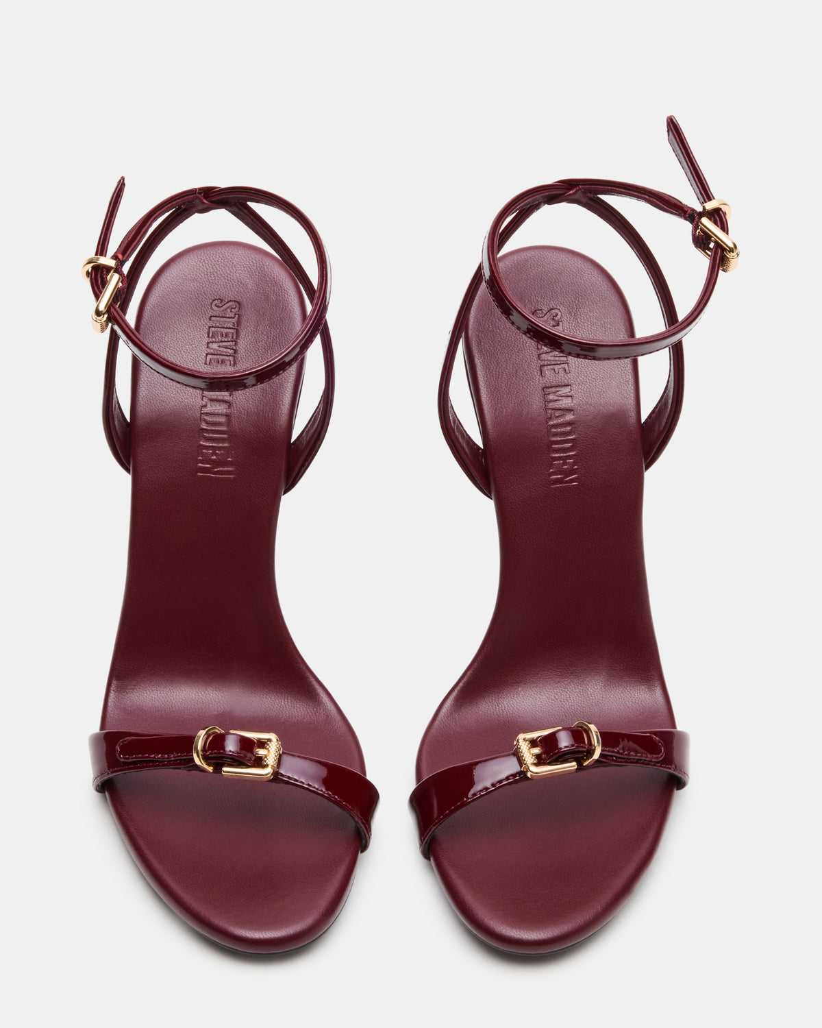 FOXX Burgundy Patent Strappy Stiletto Open-Toe Women's Heel - Steve Madden