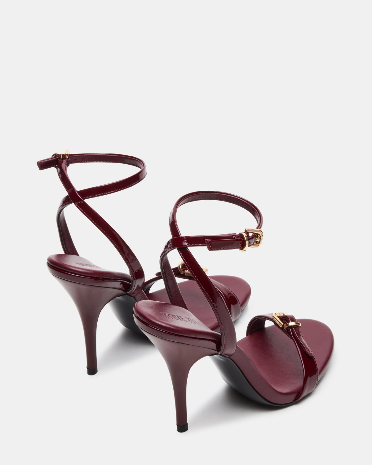 FOXX Burgundy Patent Strappy Stiletto Open-Toe Women's Heel - Steve Madden