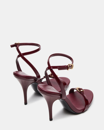 FOXX Burgundy Patent Strappy Stiletto Open-Toe Women's Heel - Steve Madden