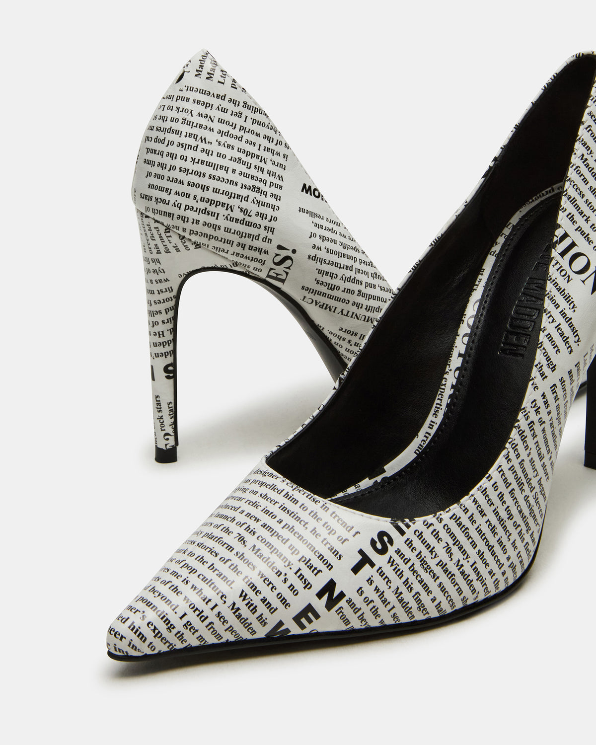 NOIR Newspaper Pointed-Toe Stiletto Pump Women's Heels - Steve Madden