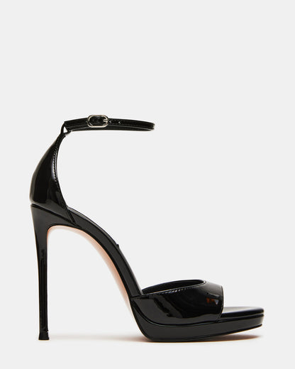 WILEY Black Patent Women's Open Toe Stiletto Heel - Steve Madden