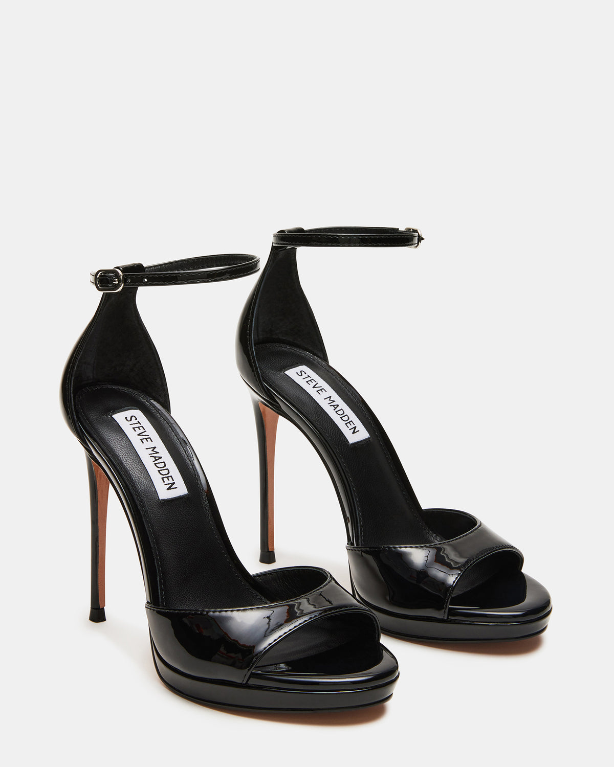 WILEY Black Patent Women's Open Toe Stiletto Heel - Steve Madden