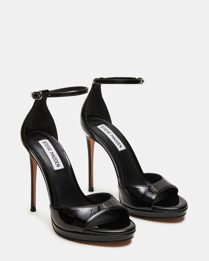 WILEY Black Patent Women's Open Toe Stiletto Heel - Steve Madden