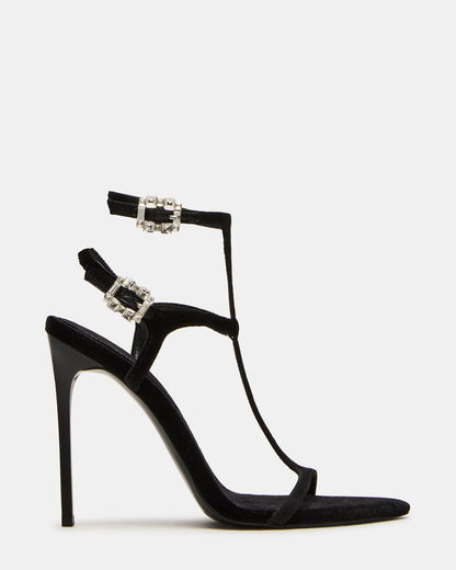 SALMA Black Multi Stiletto Strappy Open-Toe Ankle Strap Women's Heel - Steve Madden