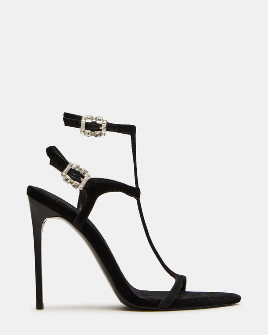 SALMA Black Multi Stiletto Strappy Open-Toe Ankle Strap Women's Heel - Steve Madden