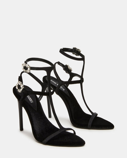 SALMA Black Multi Stiletto Strappy Open-Toe Ankle Strap Women's Heel - Steve Madden