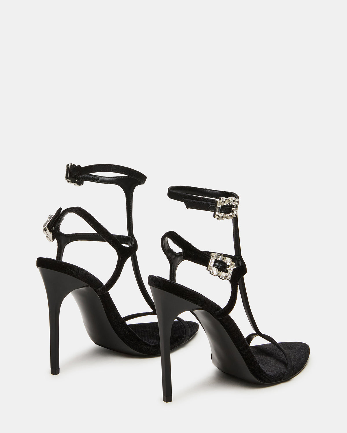 SALMA Black Multi Stiletto Strappy Open-Toe Ankle Strap Women's Heel - Steve Madden