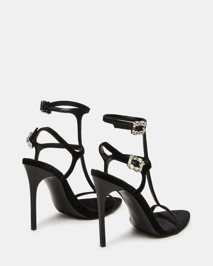 SALMA Black Multi Stiletto Strappy Open-Toe Ankle Strap Women's Heel - Steve Madden