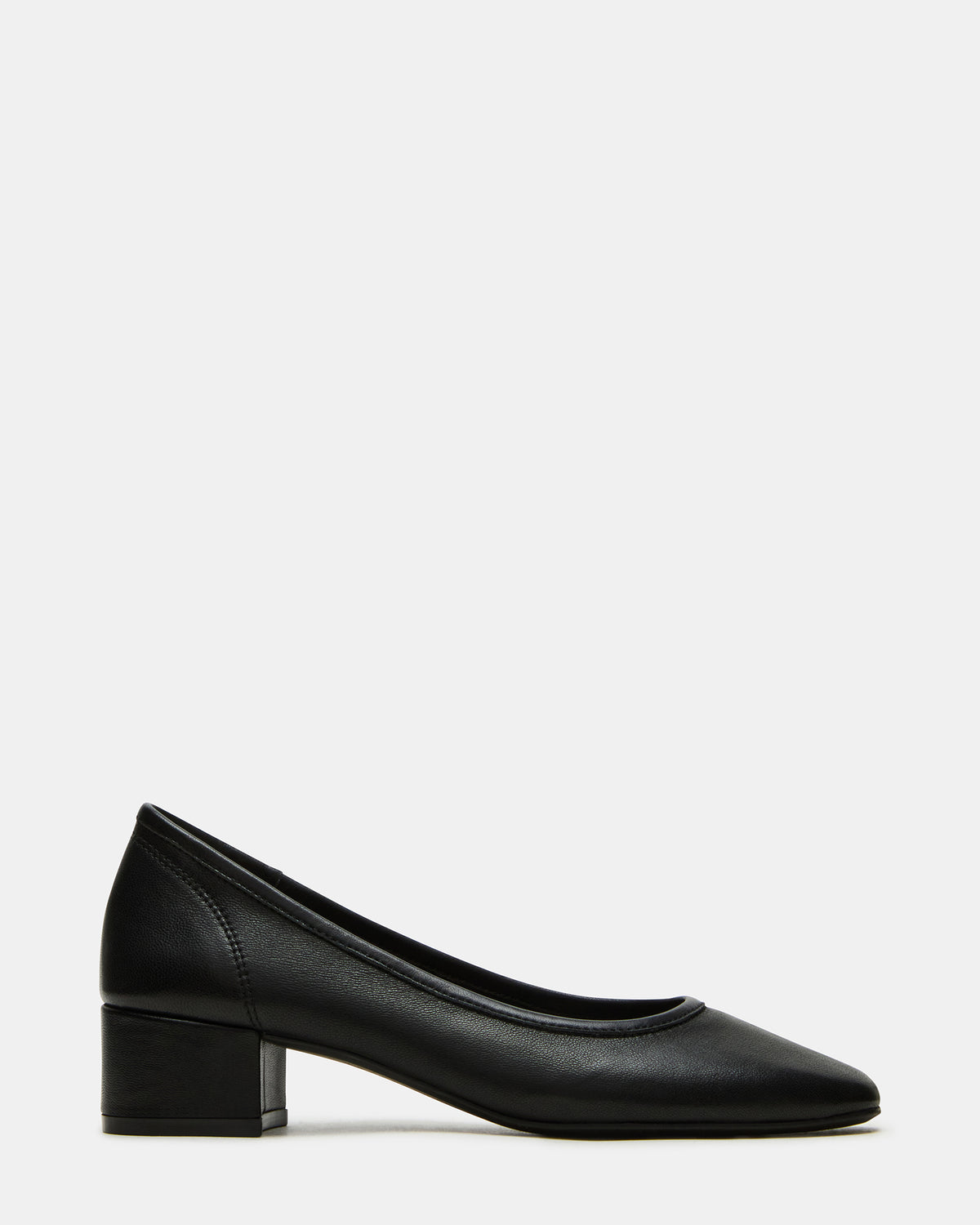 MOLLIE Black Leather Ballet Block Heels - Steve Madden