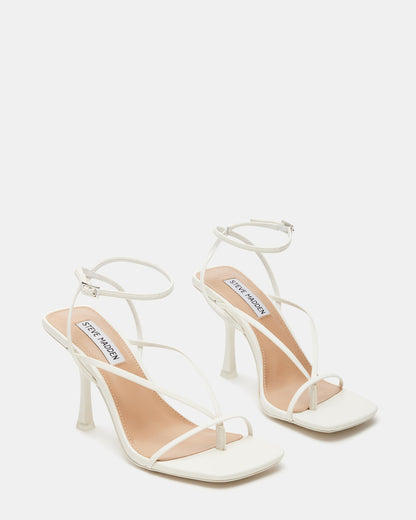 ANNIE White Women's Strappy Square Toe Heel - Steve Madden