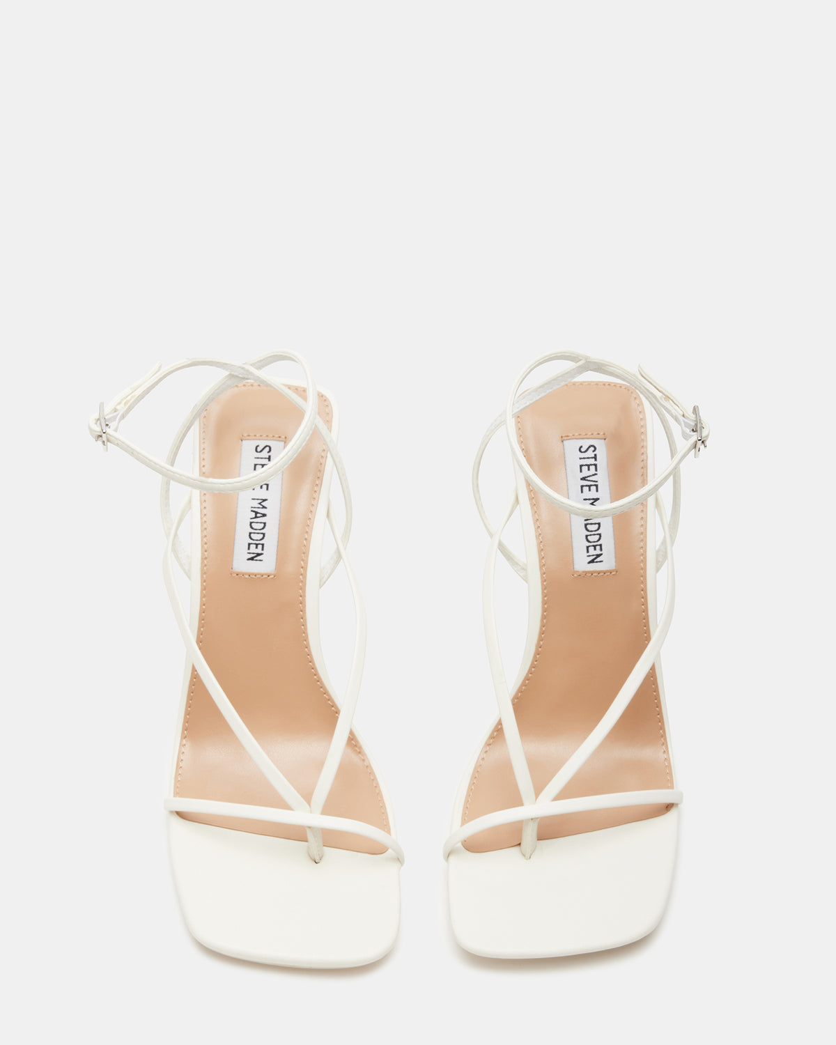 ANNIE White Women's Strappy Square Toe Heel - Steve Madden