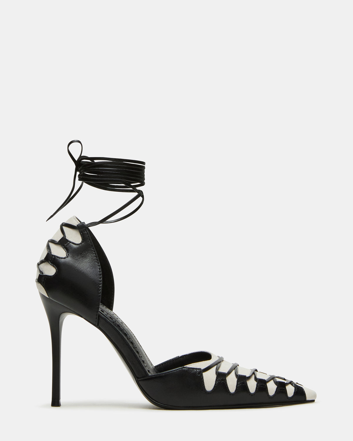 DANGER Black Multi Pointed-Toe Lace-Up Stiletto Pump Women's Heel - Steve Madden