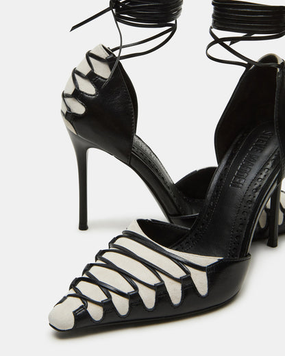 DANGER Black Multi Pointed-Toe Lace-Up Stiletto Pump Women's Heel - Steve Madden