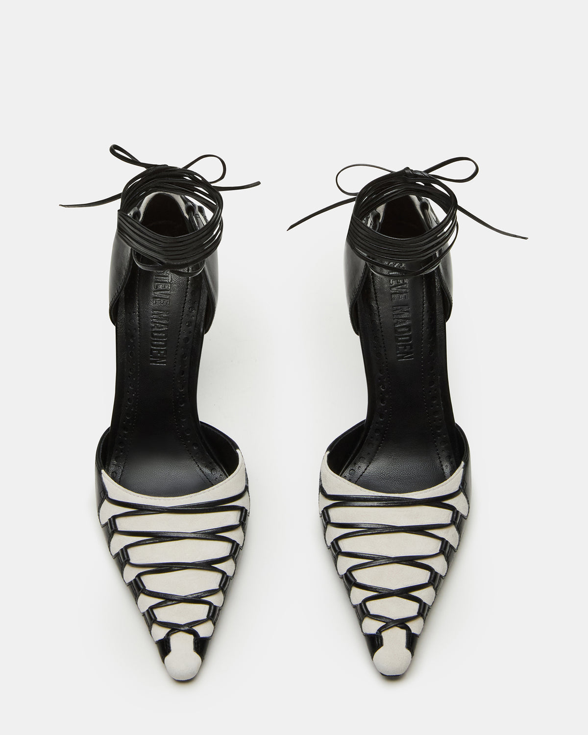 DANGER Black Multi Pointed-Toe Lace-Up Stiletto Pump Women's Heel - Steve Madden
