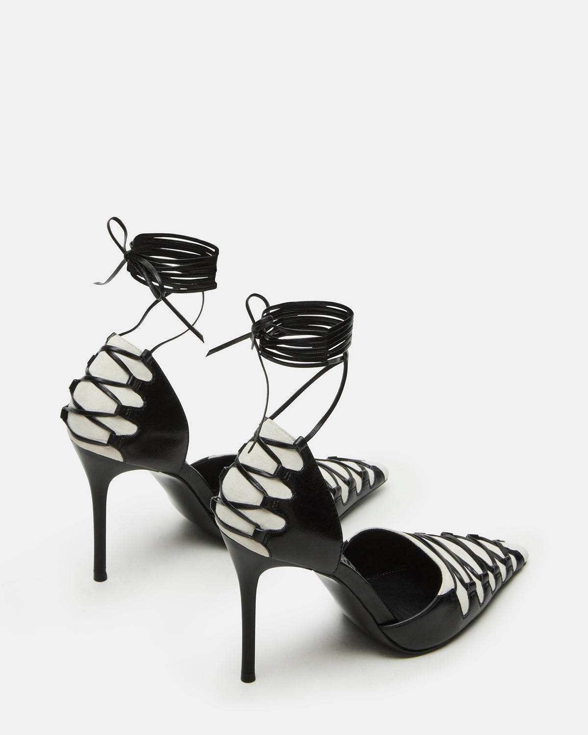 DANGER Black Multi Pointed-Toe Lace-Up Stiletto Pump Women's Heel - Steve Madden