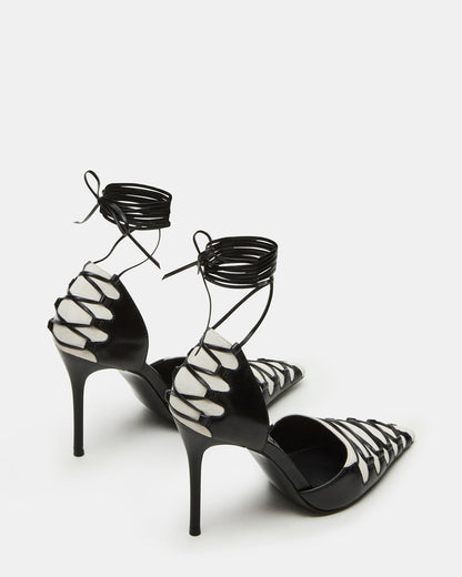 DANGER Black Multi Pointed-Toe Lace-Up Stiletto Pump Women's Heel - Steve Madden