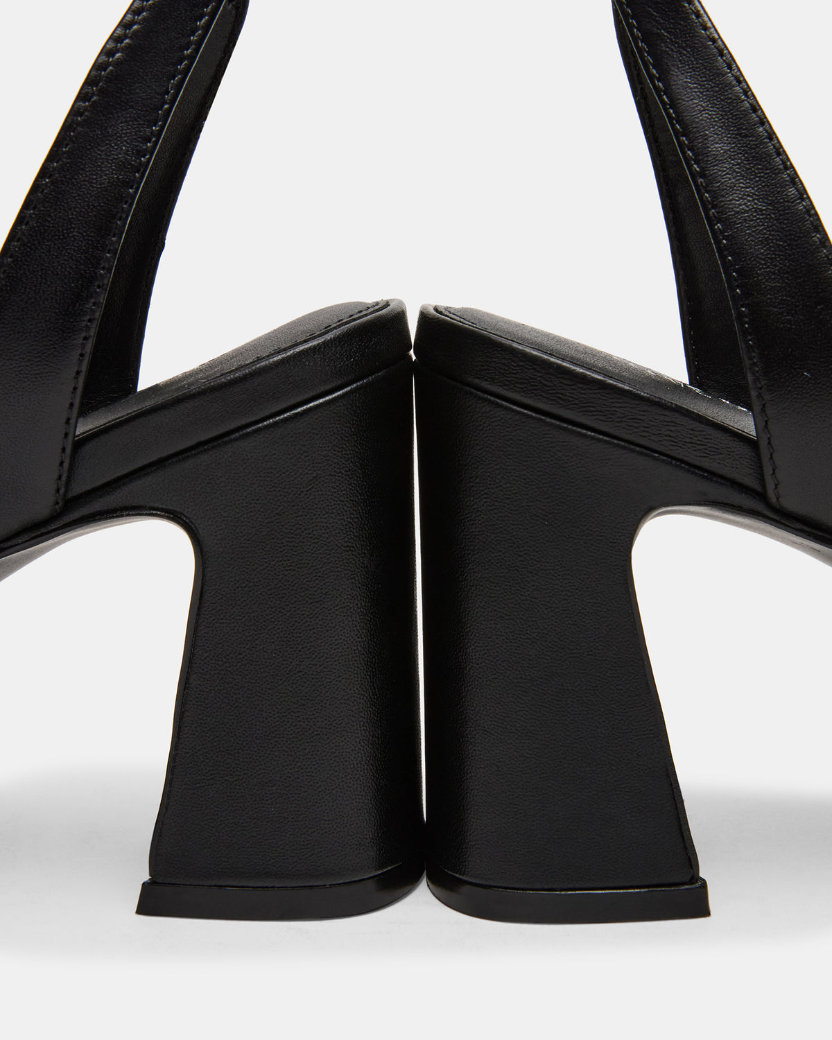 LARAH Black Leather Rounded Toe Block Heel Women's Heel - Steve Madden