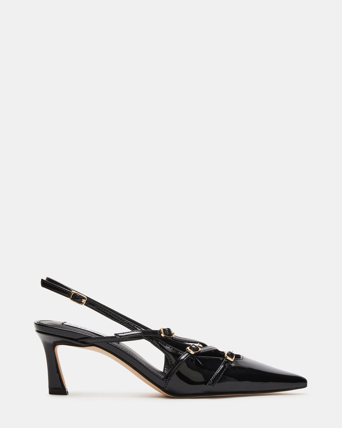 LIANA Black Patent Women's Slingback Pointed-Toe Low Heel - Steve Madden