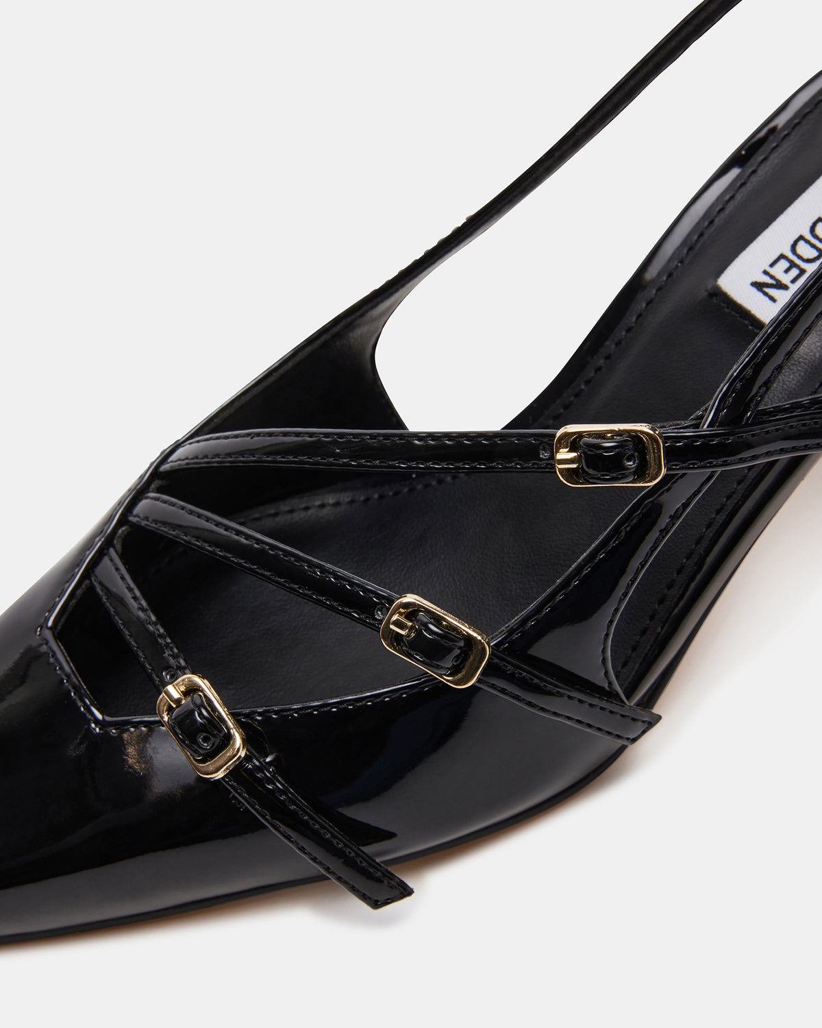 LIANA Black Patent Women's Slingback Pointed-Toe Low Heel - Steve Madden