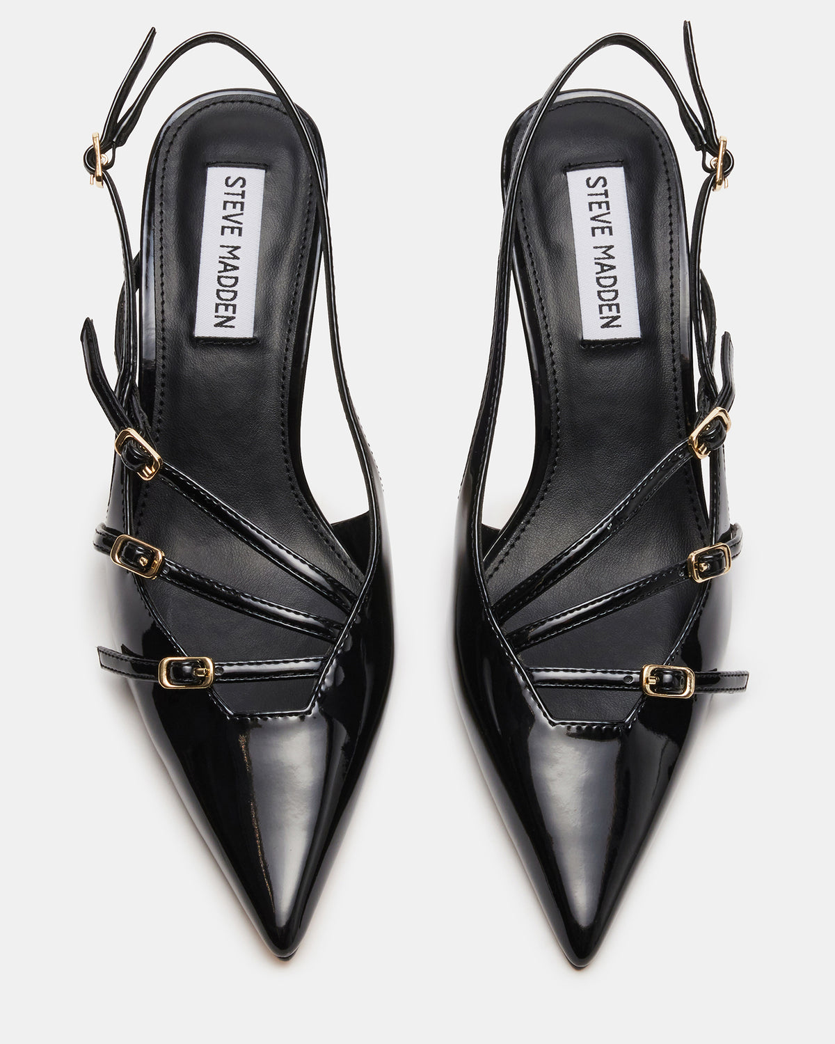 LIANA Black Patent Women's Slingback Pointed-Toe Low Heel - Steve Madden