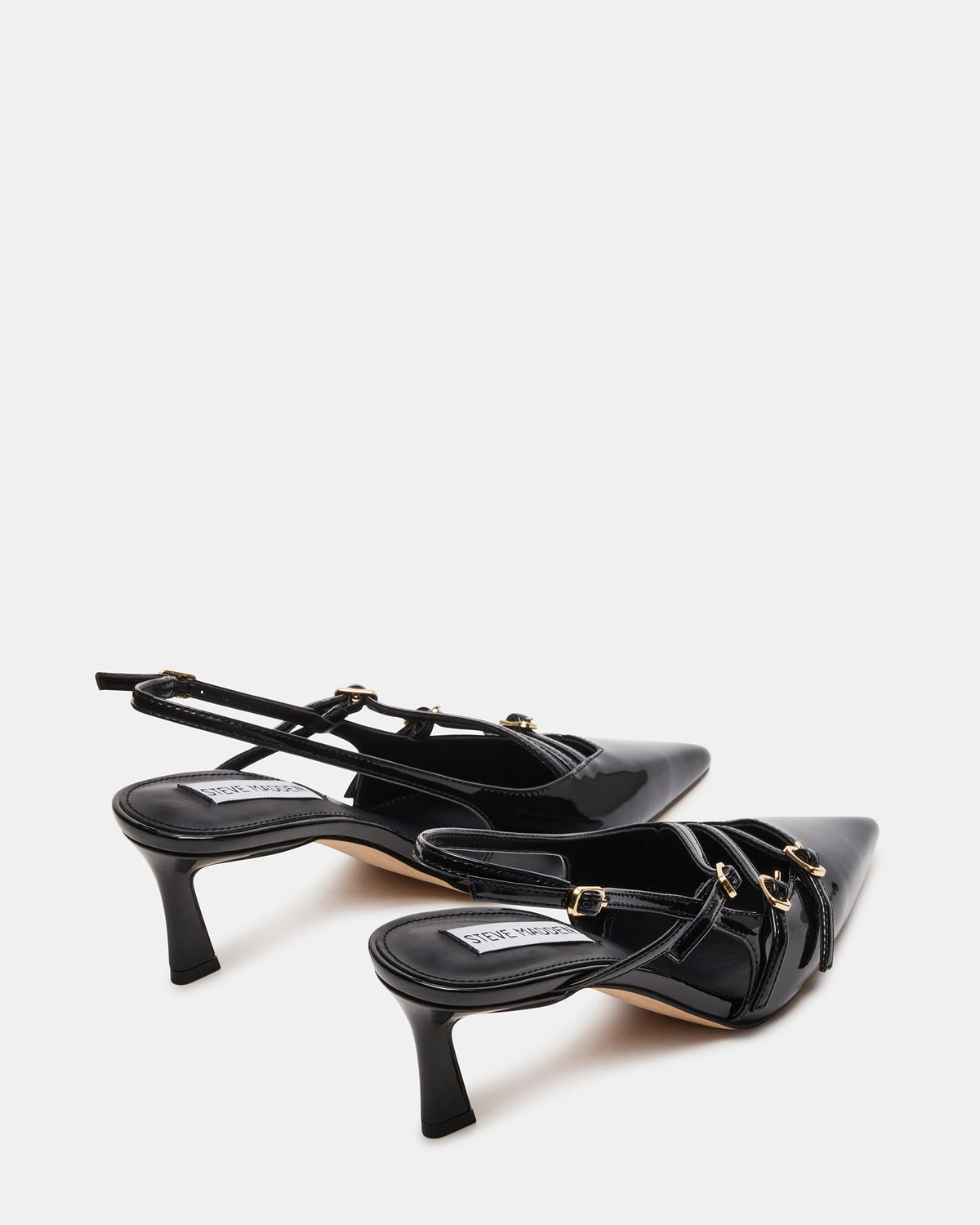LIANA Black Patent Women's Slingback Pointed-Toe Low Heel - Steve Madden