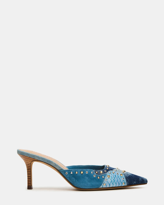 ALEXI Denim Multi Studs Pointed-Toe Mule Women's Heel - Steve Madden