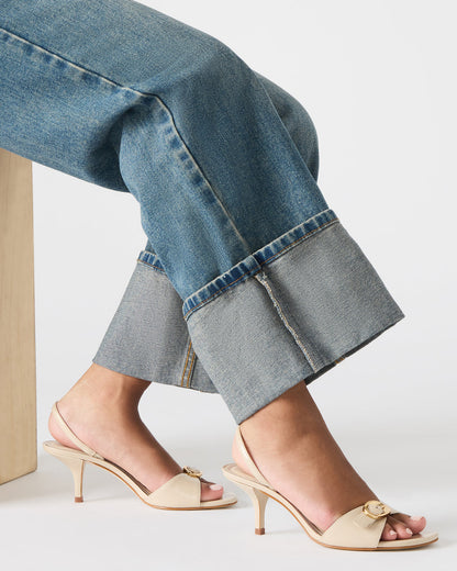 HENRIETTA Bone Leather Slingback Square-Toe Women's Heel - Steve Madden