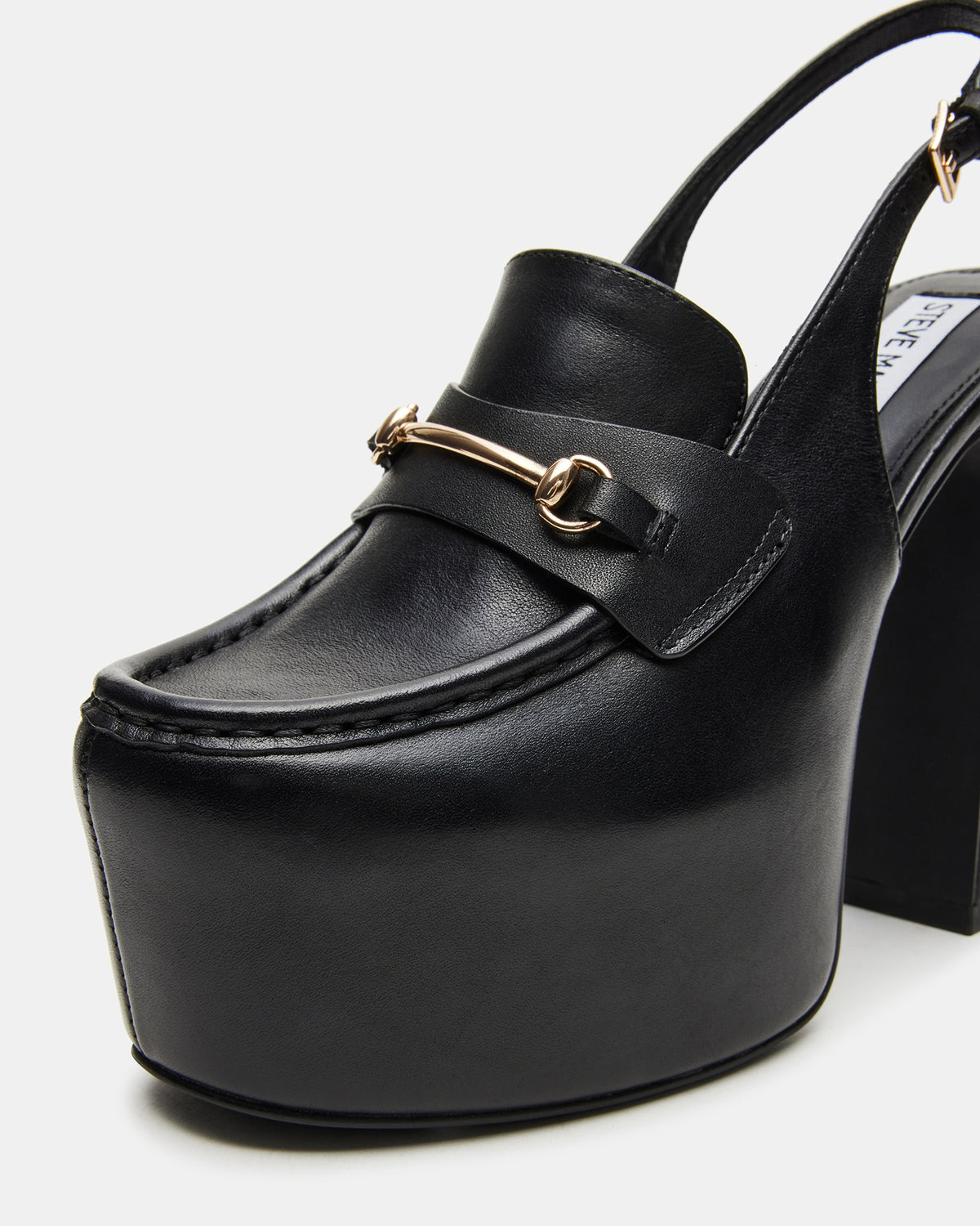 QUINN Black Leather Platform Slingback Heel | Women's Heels - Steve Madden