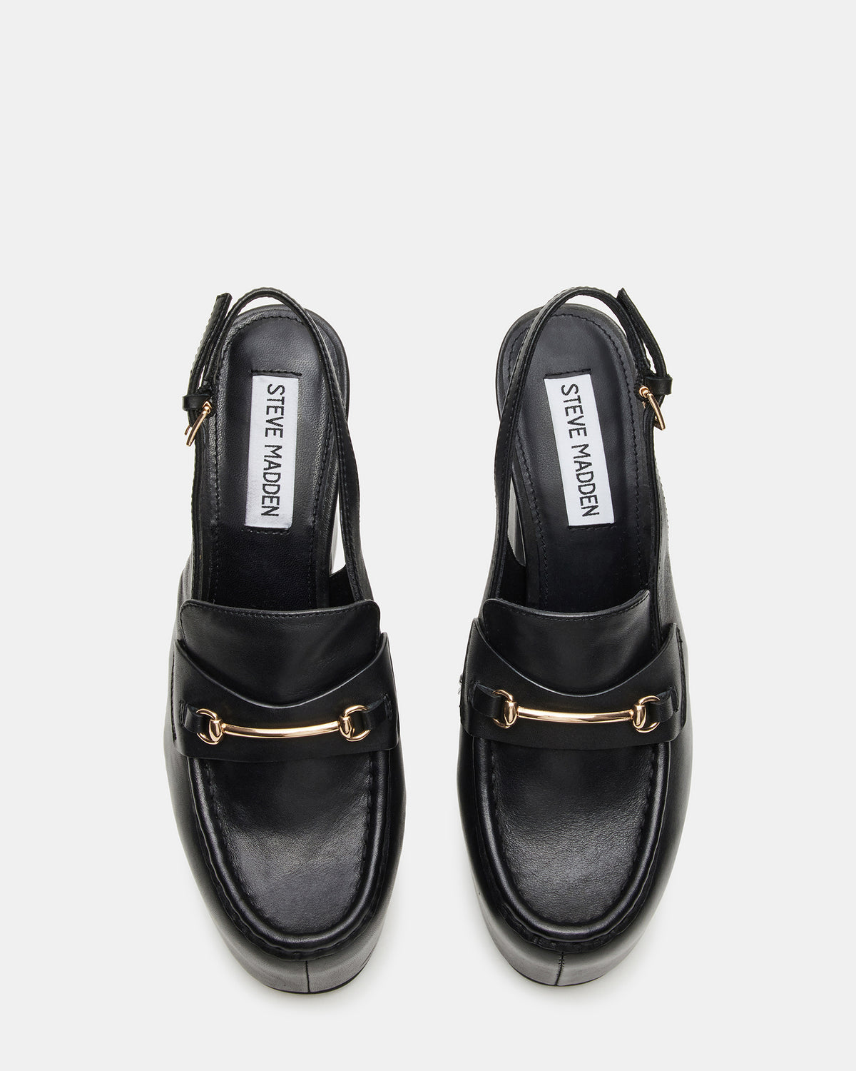 QUINN Black Leather Platform Slingback Heel | Women's Heels - Steve Madden